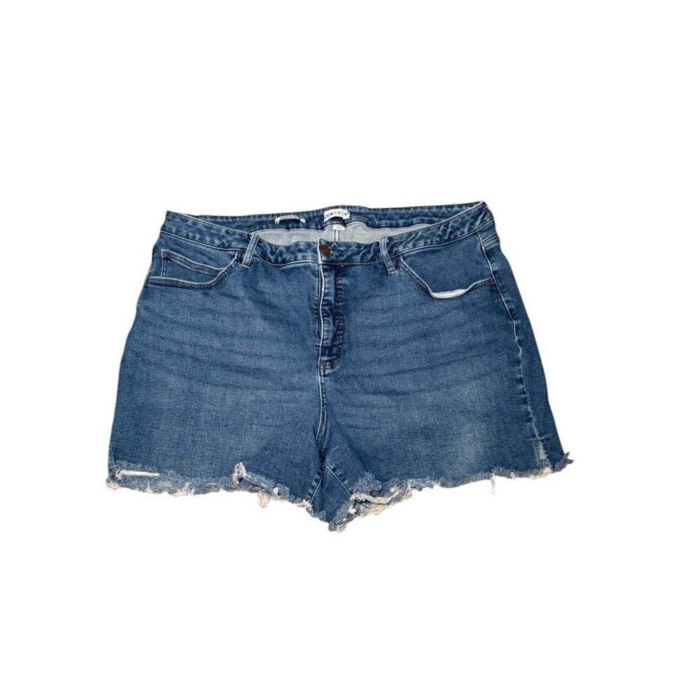 AVA & VIV Plus Size Women's Denim Frayed High Rise Shorts Size 22x5